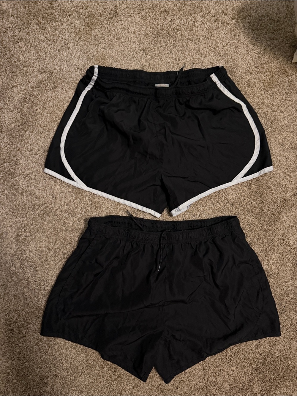 Women's Black Athletic Shorts with White Trim - Pack